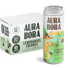 Load image into Gallery viewer, Lemongrass Coconut Herbal Sparkling Water by Aura Bora, 0 Calories, 0 Sugar, 0 Sodium, Non-GMO, 12 oz Can (Pack of 12)
