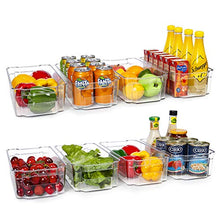 Load image into Gallery viewer, HOOJO Refrigerator Organizer Bins - 8pcs Clear Plastic Bins For Fridge, Freezer, Kitchen Cabinet, Pantry Organization and Storage, BPA Free Fridge Organizer, 12.5" Long

