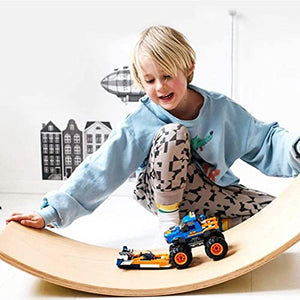 Wooden Wobble Balance Board, Gentle Monster 35 Inch Rocker Board Natural Wood, Kids Toddler Open Ended Learning Toy , Yoga Curvy Board for Classroom & Office Adult