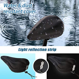 Mountain Bike Seat Cushion Cover Extra Soft Gel Bicycle Seat Cover, Soft Silicone Padded Bike Saddle Cover, Anti-Slip Bicycle Seat Cushion Spinning with Waterpoof&Dust Resistant Cover Outdoor Cycling