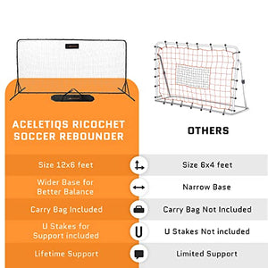 Soccer Rebounder Net 6x12 Feet Practice Soccer Training Equipment | Portable, Easy Assembly, Steel Frame | Perfect for Practicing Backyard Volley, Solo Training,Kickback, Passing, Pitchback