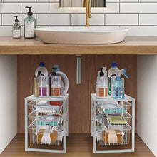 Load image into Gallery viewer, Simple Trending 3-Tier Under Sink Cabinet Organizer with Sliding Storage Drawer, Desktop Organizer for Kitchen Bathroom Office, Stackable, White
