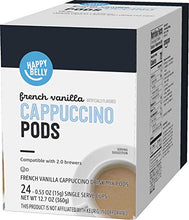 Load image into Gallery viewer, Amazon Brand - Happy Belly Cappuccino Coffee Pods Compatible with 2.0 K-Cup Brewers, French Vanilla Flavored, 24 Count
