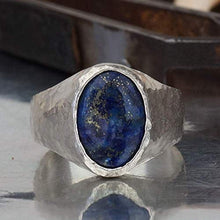 Load image into Gallery viewer, Bold Collection By Omer Large Lapis Men&#39;s Ring Handmade 925 Sterling Silver
