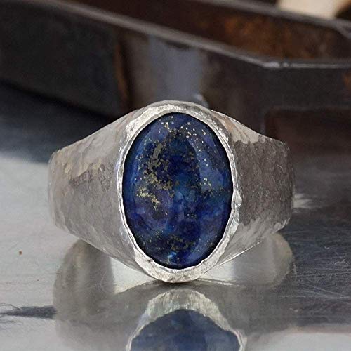 Bold Collection By Omer Large Lapis Men's Ring Handmade 925 Sterling Silver