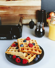 Load image into Gallery viewer, KRUPS Belgian Waffle Maker, Waffle Maker with Removable Plates, 4 Slices, Black and Silver
