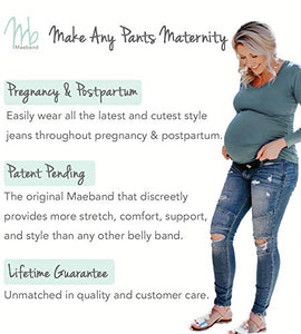 Maeband Maternity Belly Band | Pregnancy Belt, Waistband Extender, Pregnancy Clothes, Maternity Jeans (Medium, Midnight Black)