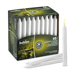 Bolsius Straight Unscented White Candles Pack of 45-7-inch Long Candles - 7 Hour Long Burning Candles - Perfect for Emergency Candles, Chime Candles, Table Candles for Wedding, Dinner, Christmas