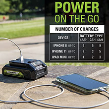 Load image into Gallery viewer, Greenworks 48V 15" Cordless String Trimmer, (2) 2.0Ah USB Batteries (USB Hub) and Dual Port Rapid Charger Included (2 x 24V)
