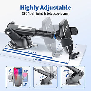 3-in-1 Suction Cup Phone Holder Windshield/Dashboard/Air Vent, Oqtiq Dashboard & Windshield Suction Cup Car Phone Mount with Strong Sticky Gel Pad, Compatible with iPhone, Samsung & Other Cellphone