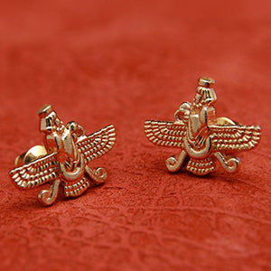 18K Gold Pt Farvahar Iranian Persian Farsi Farohar Earring Iran Persia Pahlavi Gift (Push Back)