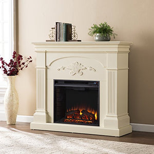 SEI Furniture Sicilian Harvest Traditional Style Electric Fireplace, Ivory