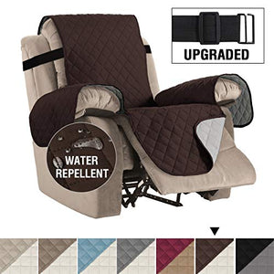 Reversible Recliner Cover Recliner Slipcover Recliner Furniture Protector 2" Elastic Strap Slip Resistant Water Repellent Slipcover Seat Width Up to 22"(Recliner 79"L x 68"W, Brown/Beige)