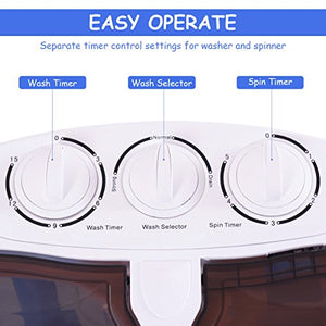 Giantex 16lbs Portable Mini Washing Machine Gravity Drain Compact Twin Tub Washer Spinner, Ideal for Dorms, Apartments, RVs, Camping