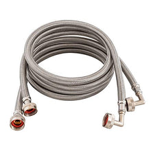 Load image into Gallery viewer, Eastman 41066 Stainless Steel Washing Machine Hose with Elbow, 6 Ft Length, Silver - 1 Pair
