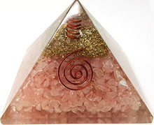 Load image into Gallery viewer, Auramore Rose Quartz Crystal Orgone Reiki Pyramid Kit/Includes 4 Crystal Quartz Energy Points/EMF Protection Meditation Yoga Energy Generator
