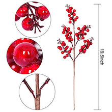Load image into Gallery viewer, Lvydec 4 Pack Artificial Red Berry Stems - 19.5 Inch Christmas Holly Berry Branches for Holiday Home Decor and Crafts
