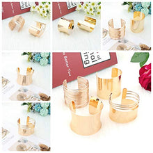 Load image into Gallery viewer, CASSIECA 4 Pcs Cuff Bangle Bracelet Set for Women Smooth Open Wide Wire Grooved Bracelets Adjustable Gold Sliver-Tone Plated Fashion Jewelry
