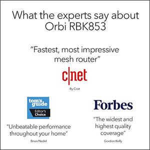 NETGEAR Orbi Whole Home Tri-band Mesh Wi-Fi 6 System (RBK853) – Router with 2 Satellite Extenders, Coverage Up to 7,500 Square Feet, 100 Devices, AX6000 (Up to 6Gbps)