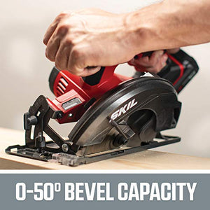 SKIL 20V 6-1/2 Inch Cordless Circular Saw, Includes 2.0Ah PWRCore 20 Lithium Battery and Charger - CR540602