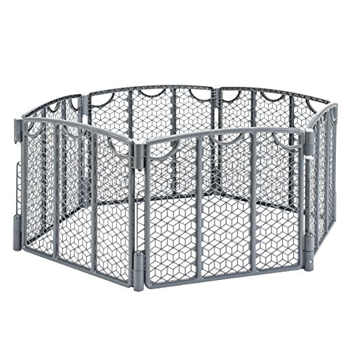 Evenflo Versatile Play Space, Indoor & Outdoor Play Space, Easy & Quick Assembly, Portable, 18.5 Square Feet of Enclosed Space, Durable Construction, For Children 6 to 24 Months, Cool Gray
