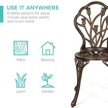 Load image into Gallery viewer, Best Choice Products 3-Piece Outdoor Rust-Resistant Cast Aluminum Patio Bistro Set w/Tulip Design, Copper
