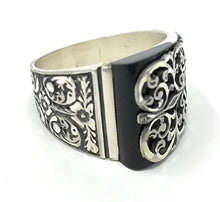 Load image into Gallery viewer, KAR 925K Silver Onyx Men's Ring K51S (10.5)

