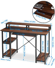 Load image into Gallery viewer, QooWare Computer Desk with Shelves, 47" Writing Desk w/Keyboard Tray &amp; Monitor Stand Riser - Achieve More, Strain Less - Large Desk Space Wooden Study Table for Home Office
