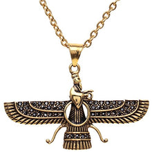 Load image into Gallery viewer, Asoodehdelan Large Double Sided Gold Pt Iranian Persian Farvahar Faravahar Necklace (18&quot; Chain)
