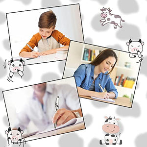 12 Pcs Cute Cow Pen Cartoon Gel Ink Pens with Grip 0.5 mm Black Cow Print Pens Retractable Kawaii Ballpoint Pen for Home Travel Office School Supplies Friends Teachers Students Study Accessories
