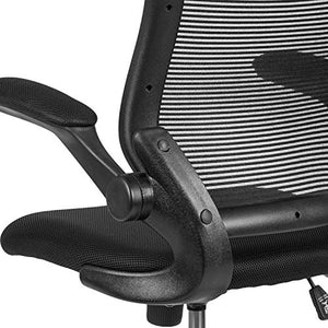 Flash Furniture Mid-Back Black Mesh Ergonomic Drafting Chair with Adjustable Foot Ring and Flip-Up Arms