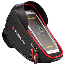 Load image into Gallery viewer, Emoly-r1 Bike Phone Mount Bags - Premium Bicycle Front Frame Bag, Waterproof Bike Pouch Bag with Headphone Hole for Smartphone Below 6 inch - Red
