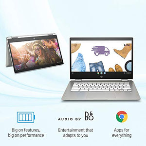 HP 14b-ca0010nr Chromebook X360 14-Inch HD Touchscreen Laptop, Chrome (Ceramic White/Mineral Silver)