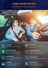 Load image into Gallery viewer, REDTIGER Dash Cam Front Rear Camera 4K/2.5K Full HD Car Dashboard Recorder with 3.16” IPS Screen, Wi-Fi GPS Night Vision Loop Recording 170° Wide Angle WDR, Free 32GB Card
