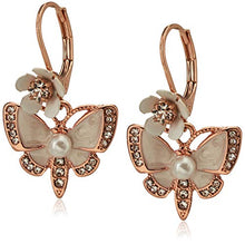 Load image into Gallery viewer, Betsey Johnson Rose Gold Butterfly Drop Earring
