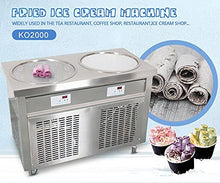 Load image into Gallery viewer, Kolice Commercial ETL NSF UL 55cm 22" Double Round Pans Fried Ice Cream Roll Machine, Yogurt Fry ice Cream Machine - Auto Defrost, Transparent Sneeze Guard
