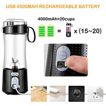 Load image into Gallery viewer, Supkitdin Portable Blender, Personal Mixer Fruit Rechargeable with USB, Mini Blender for Smoothie, Fruit Juice, Milk Shakes, 380ml, Six 3D Blades for Great Mixing (Black)
