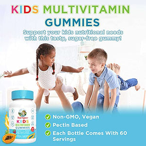 Kids Vitamins | Sugar Free | 2 Month Supply | Kids Multivitamin Gummies Made with Organic Ingredients | Multivitamin for Kids Gummy for Immune Support | Vegan | Non-GMO | Gluten Free | 60 Count