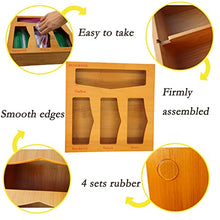 Load image into Gallery viewer, ECOGREDA Bamboo Ziplock Bag Storage Organizer for Kitchen Drawer,Openable Top Lids Food Storage Bag Holders and Dispenser Compatible with Ziploc, Glad, Gallon, Quart, Sandwich &amp; Snack Bags
