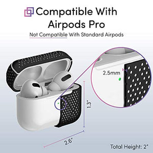 TALK WORKS AirPods Pro Case Cover with Keychain - Protective Hard Silicone Skin for AirPods Keychain Case Clip Carabiner Wireless Charging Compatible with Apple AirPod Pro Carrying Case 2019 - Black