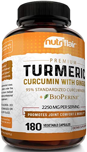 Load image into Gallery viewer, Turmeric Curcumin with Ginger & BioPerine Black Pepper Supplement: Anti-Inflammatory, Antioxidant, Anti Aging, 100% Natural, Non-GMO, Vegan Best Maximum Potency, No Side Effects (180 Capsules)