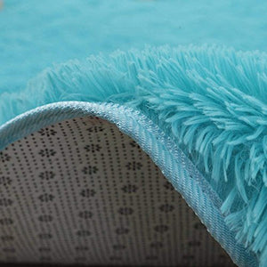 Softlife Fluffy Area Rugs for Bedroom 4' x 5.3' Shaggy Floor Carpet Cute Rug for Girls Kids Living Room Nursery Home Decor, Turquoise Blue