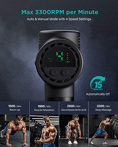 Massage Gun for Athletes Deep Tissue Percussion Fascia Massager for Soreness Relief, 15mm Amplitude 3,300 Percussions Power Neck Back Massager in Gym, OPOVE M3 Pro Max, Black