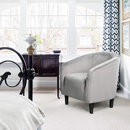 Load image into Gallery viewer, YAHEETECH Velvet Arm Chair Home Modern Club Chair Accent Chair Upholstered Barrel Chair Gray
