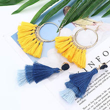 Load image into Gallery viewer, Udalyn 9 Pairs Tassel Earrings Bohemian Silky Thread Fan Fringe Tassel Earrings Set Fashion Colorful Handmade Dangle Hook Eardrop For Women Jewelry Gift
