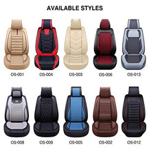 Load image into Gallery viewer, OASIS AUTO OS-001 Leather Car Seat Covers, Faux Leatherette Automotive Vehicle Cushion Cover for 5 Passenger Cars &amp; SUV Universal Fit Set for Auto Interior Accessories (Full Set, Black)
