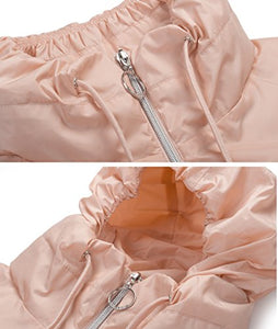 Women's Ultra Lightweight Quick Dry Water Resistant Casual Drawstring Hideaway Hooded Windbreaker Jacket
