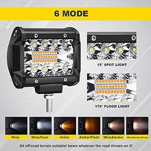 Load image into Gallery viewer, FEELON 5D 52'' inch LED Light Bar + 4'' White/Amber Yellow LED Pods Strobe Fog Light Spot Flood Offroad with Upper Windshield Mounting Brackets and Switch Wiring Harness Fit 1987-1995 Wrangler YJ
