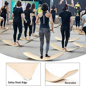 Wooden Wobble Balance Board, Gentle Monster 35 Inch Rocker Board Natural Wood, Kids Toddler Open Ended Learning Toy , Yoga Curvy Board for Classroom & Office Adult