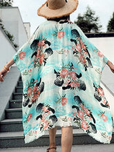 Load image into Gallery viewer, Breezy Lane Women's Kimono Cardigan with Blue Tie Dye Print Beach Cover Up Swimsuit
